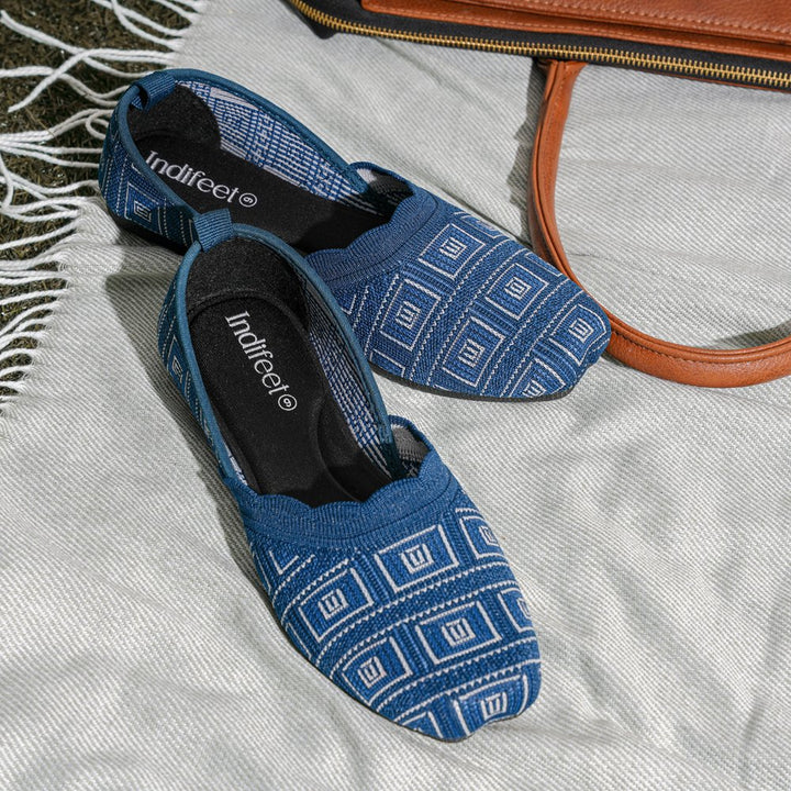 Blue Mesh Ballerina Flats