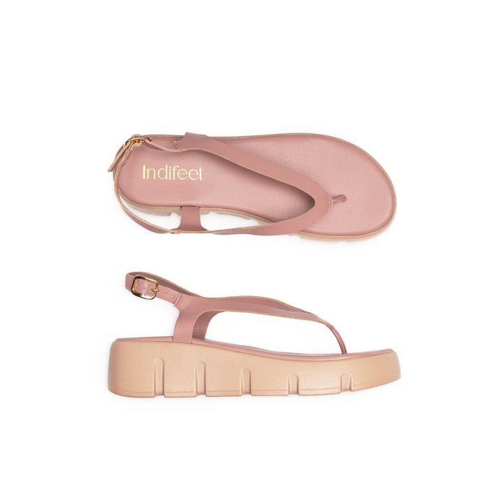 Pink Chunky Thong Heel Sandals