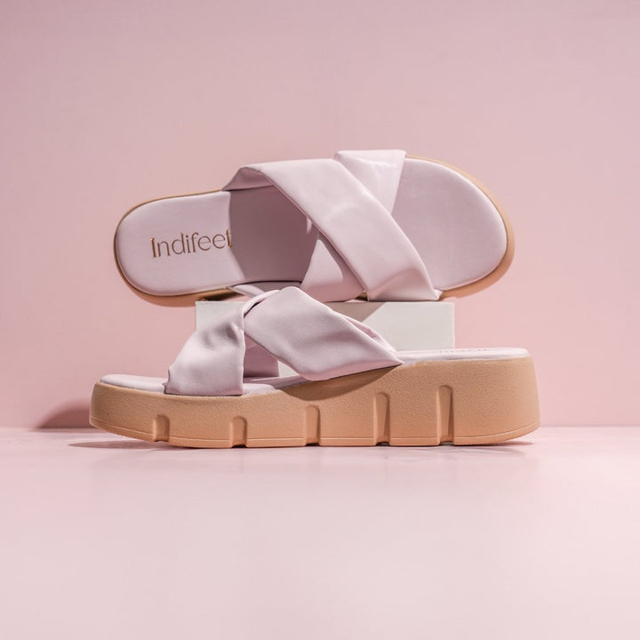 Lavender Cross-Strap Platform heels