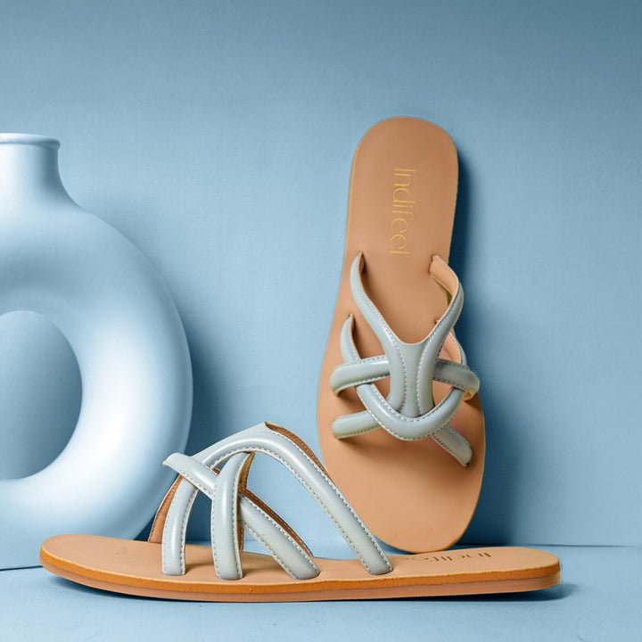 Powder Blue Strappy Flats