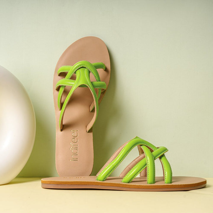 Strappy Green Flats