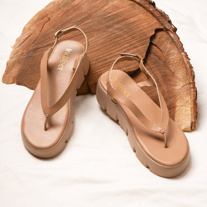 Vegan Leather Platform Thong Sandals