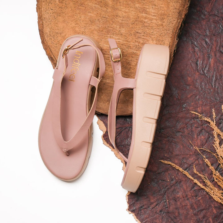 Pink Chunky Thong Heel Sandals