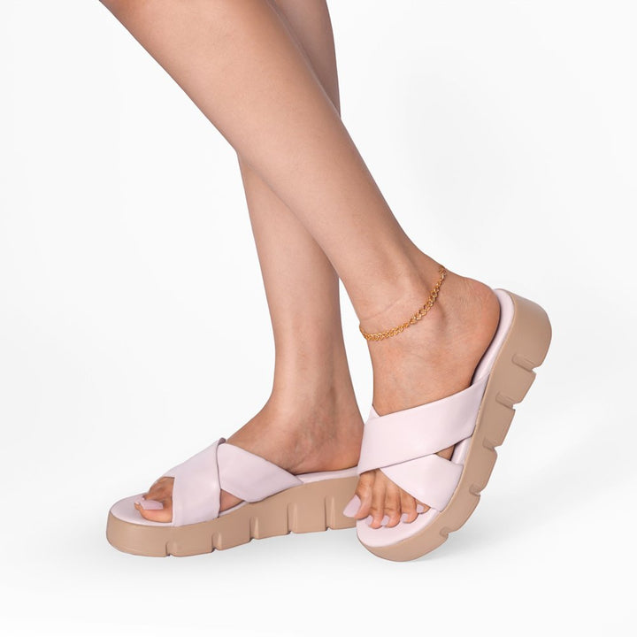 Lavender Cross-Strap Platform heels