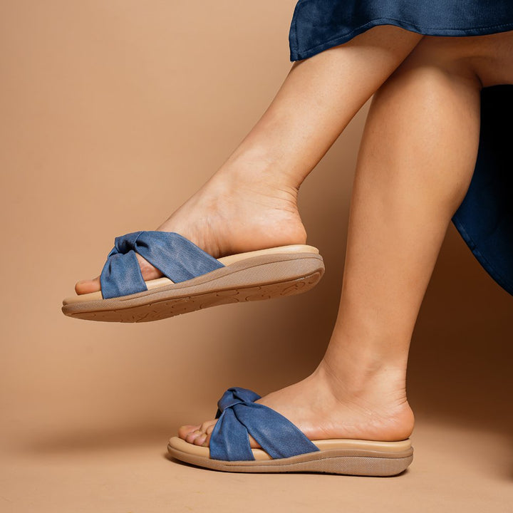 Denim Blue Knotted Comfort Flats