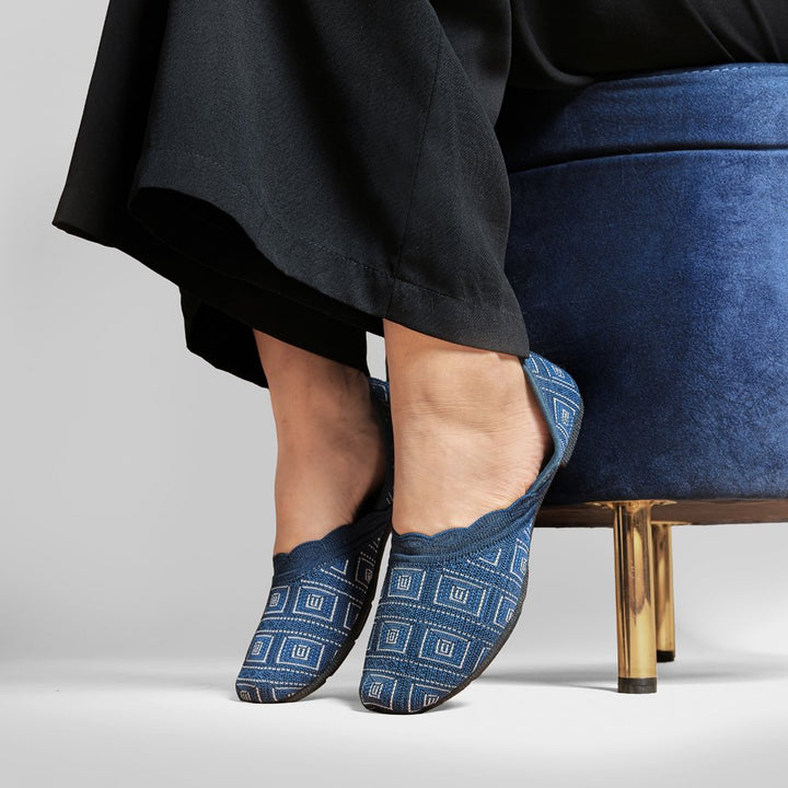 Blue Mesh Ballerina Flats