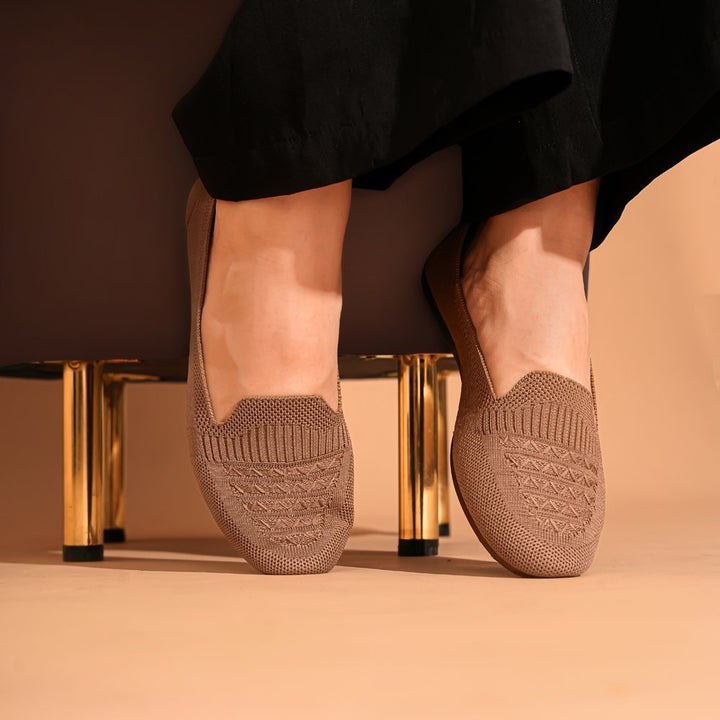 Elegant Mesh Brown Ballerina Flats