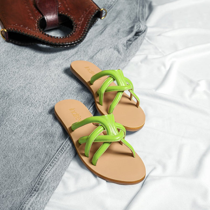 Strappy Green Flats