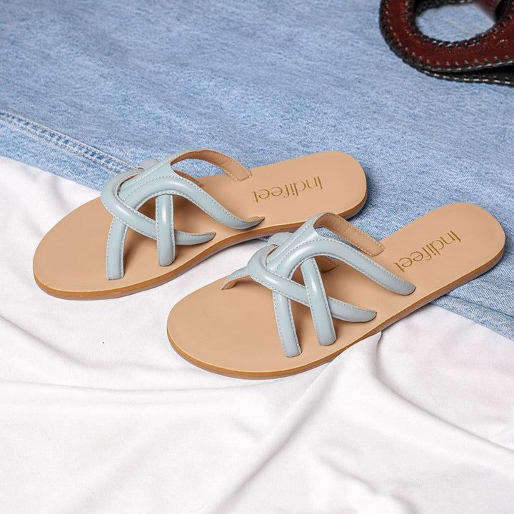 Powder Blue Strappy Flats