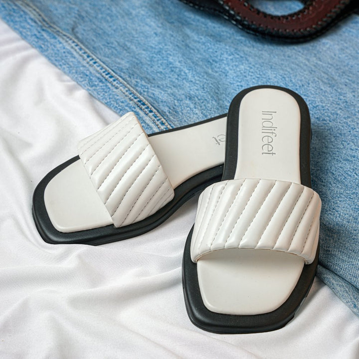 Pristine White Quilted Flats