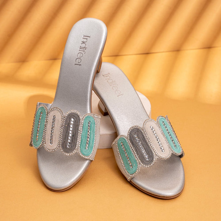 Embellished Silver Heels