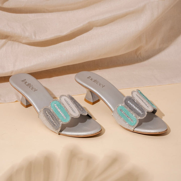 Embellished Silver Heels