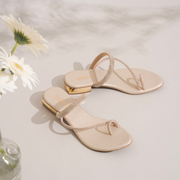 Elegant Gold Ethnic Heels
