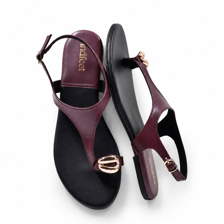 Toe Ring Burgundy/Black Flats