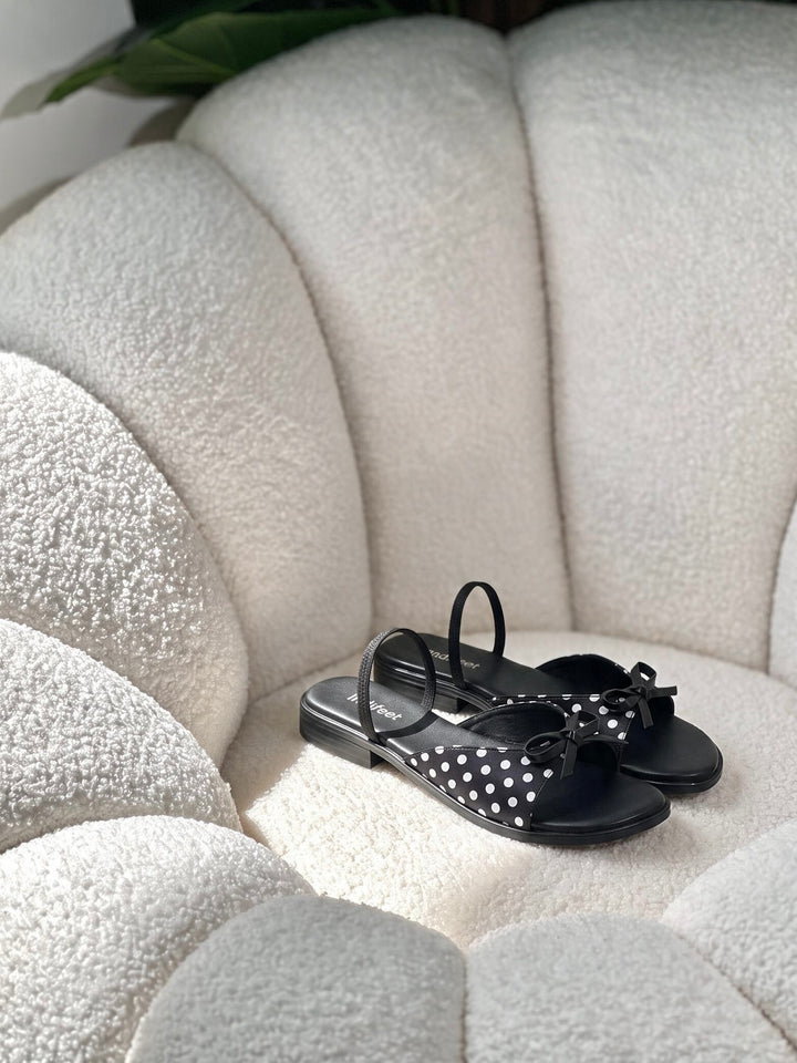 Polka Dot Black Flat Sandals
