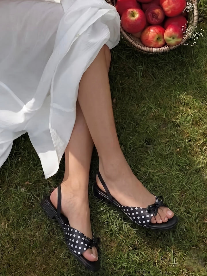 Polka Dot Black Flat Sandals