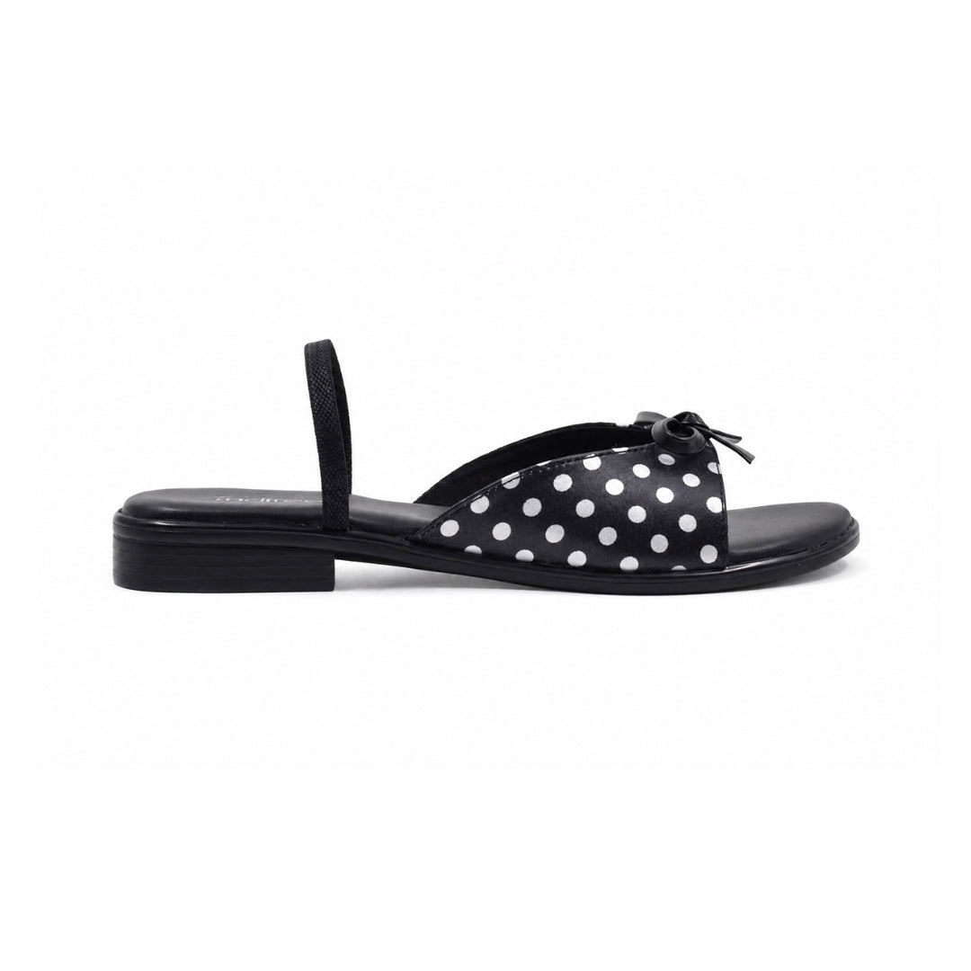 Polka Dot Black Flat Sandals