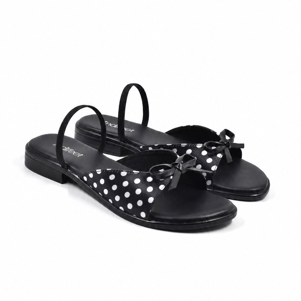 Polka Dot Black Flat Sandals
