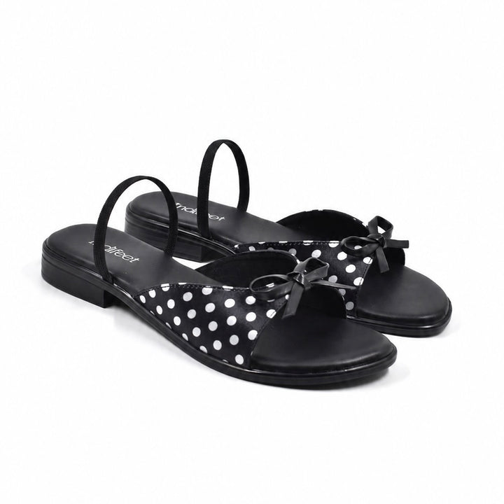 Polka Dot Black Flat Sandals