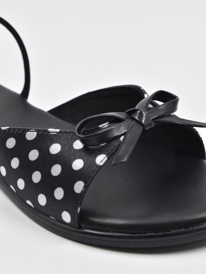 Polka Dot Black Flat Sandals