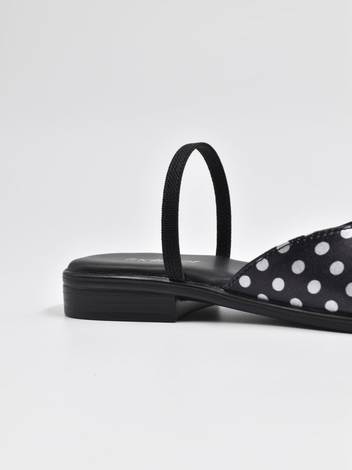 Polka Dot Black Flat Sandals