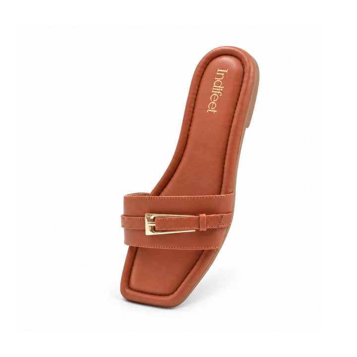 Tan Single Strap Buckle Flat