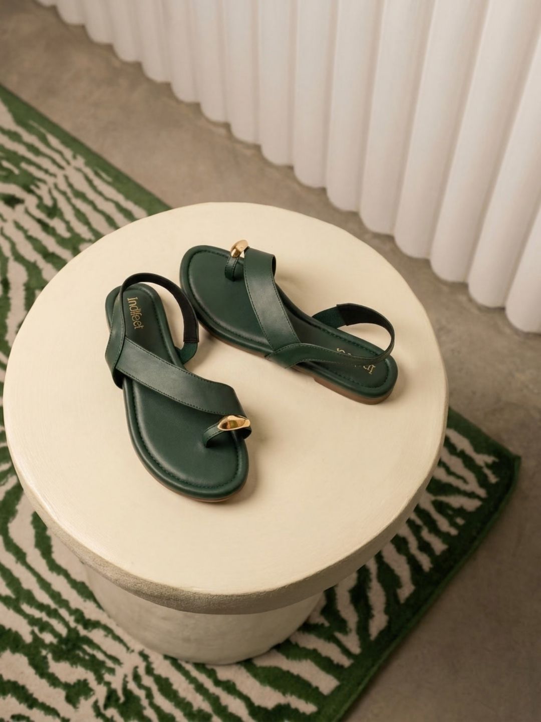 Green Toe Ring Slingback Flats