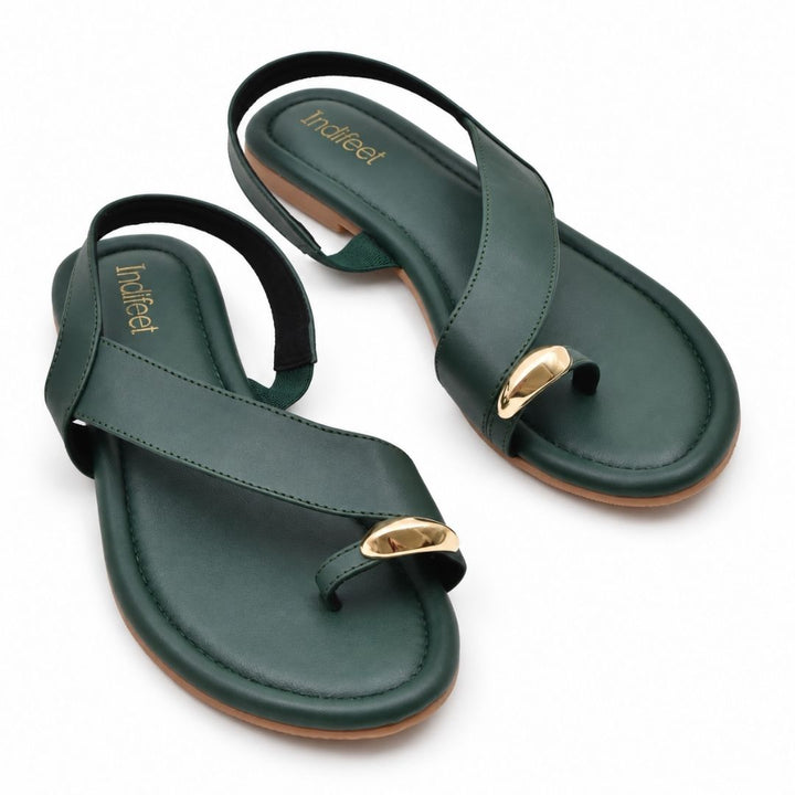 Green Toe Ring Slingback Flats
