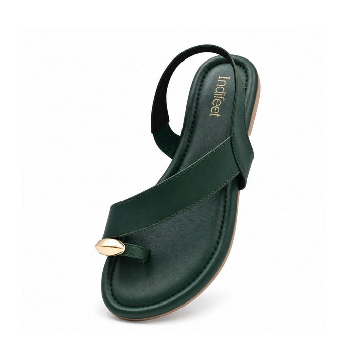 Green Toe Ring Slingback Flats