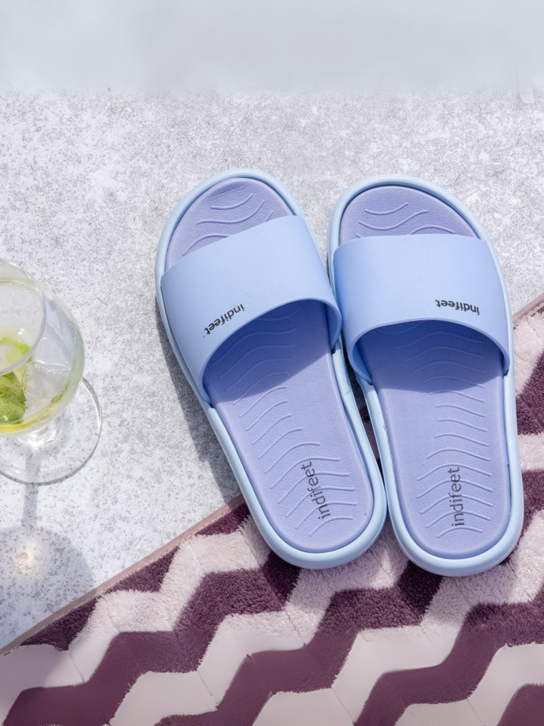 Blue Rubber Sliders – Indifeet - Main Image