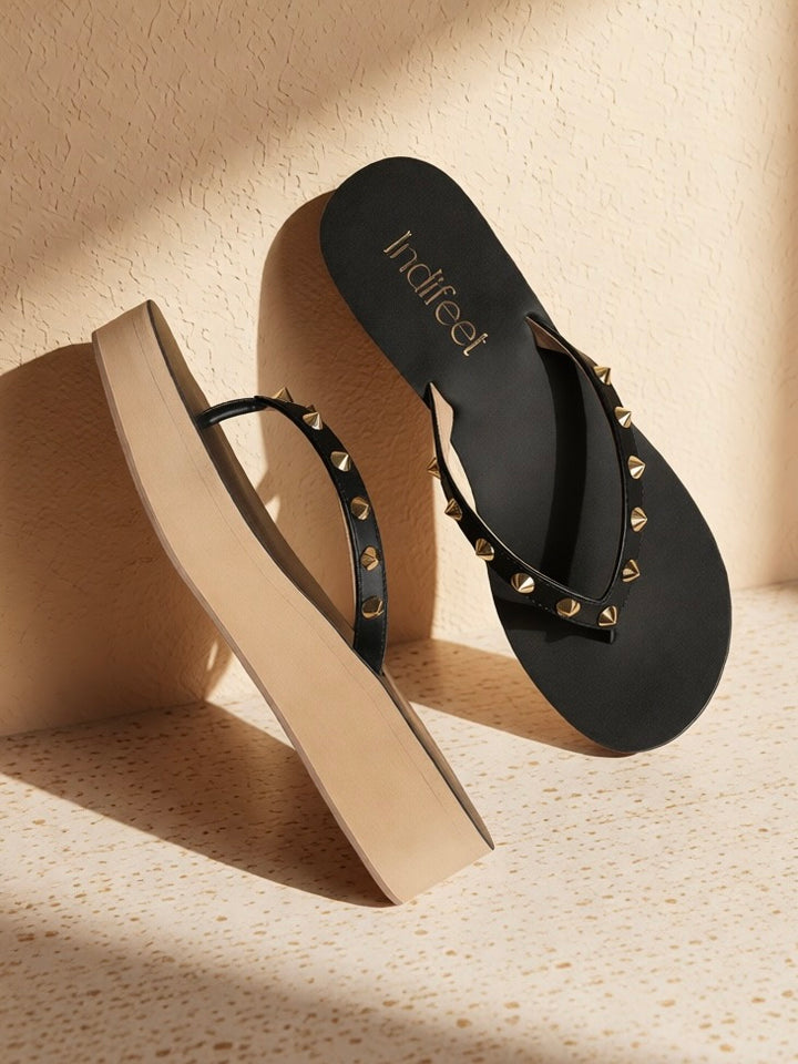 Studded Black Platform Sandals