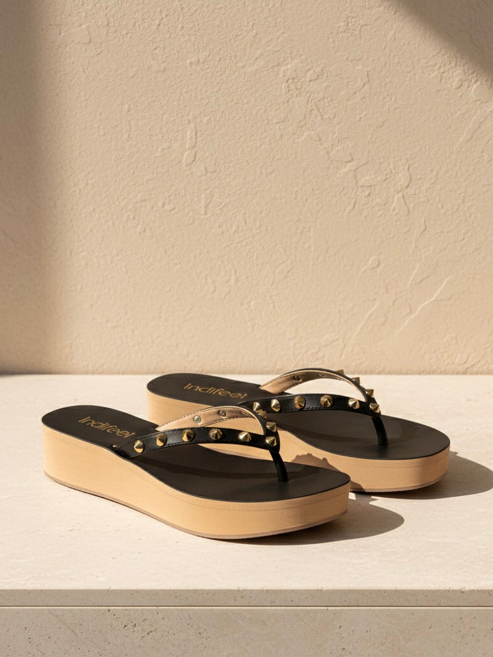 Studded Black Platform Sandals