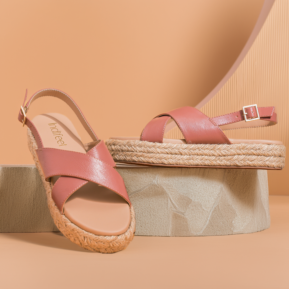 Espadrille Wedges in Peach
