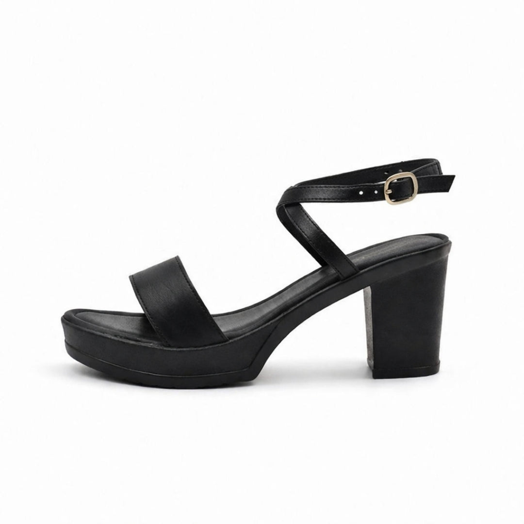 Classic Black Block Heels Sandal