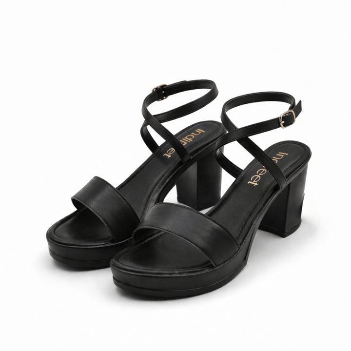 Classic Black Block Heels Sandal