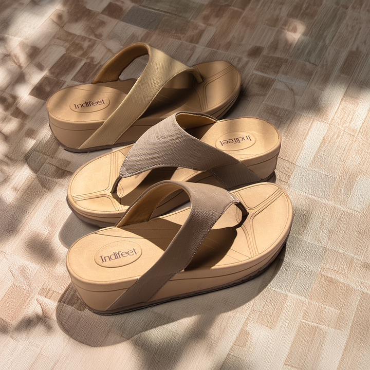 Off White Textured Platform Heels Sandals