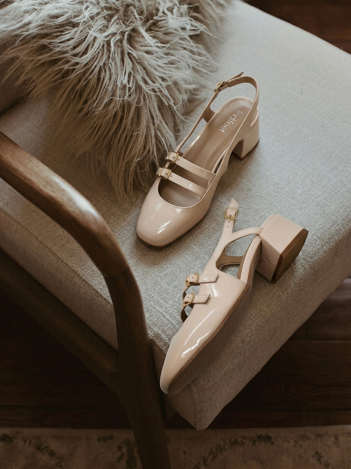 Cream Classic Mary Jane Slingback Heels
