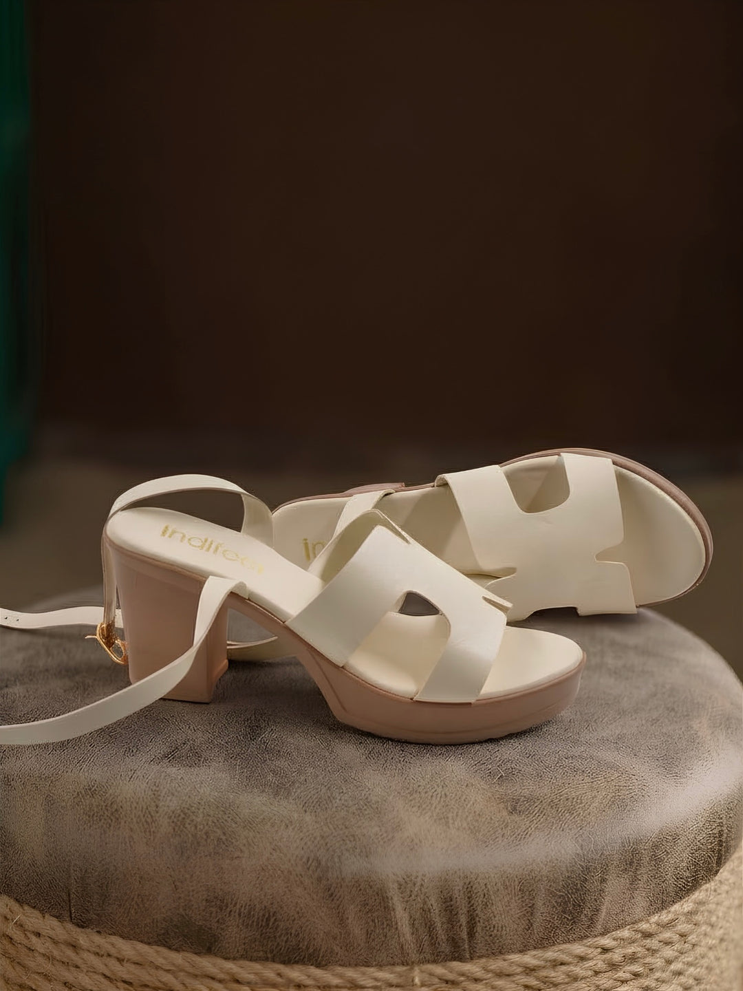 White Block Heels Sandal