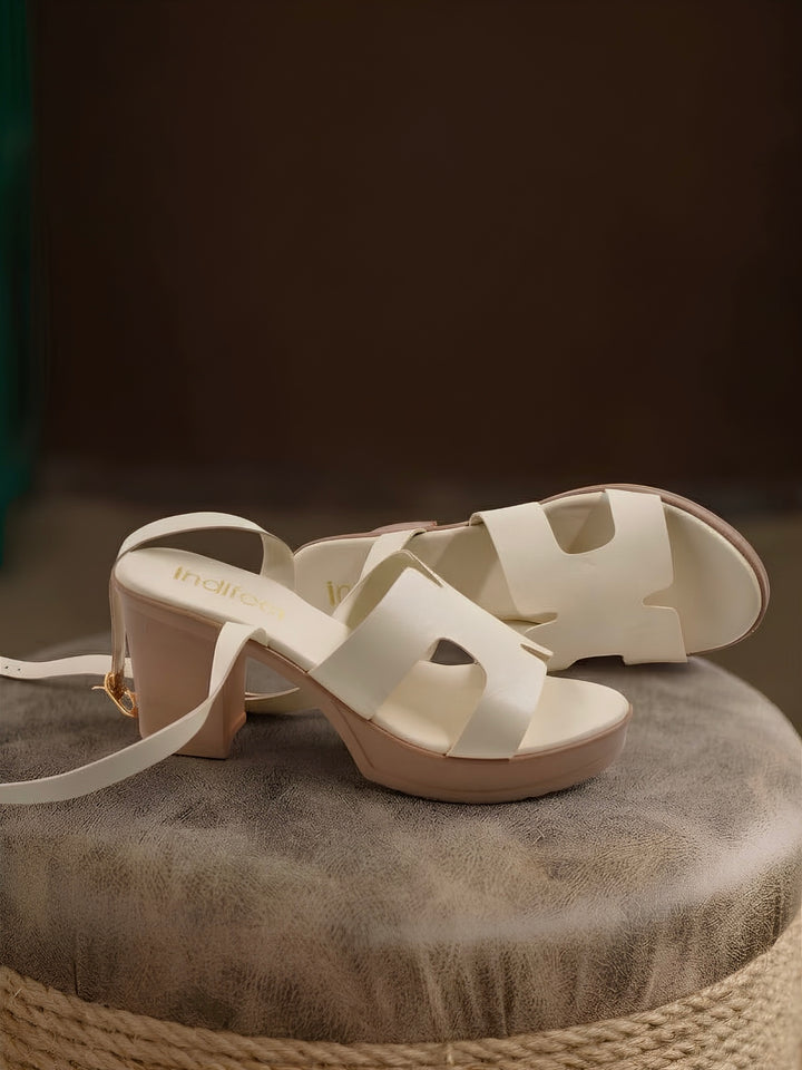 White Block Heels Sandal