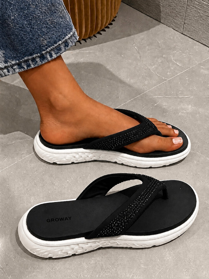 Black Studded Comfort Slippers Indifeet x Groway
