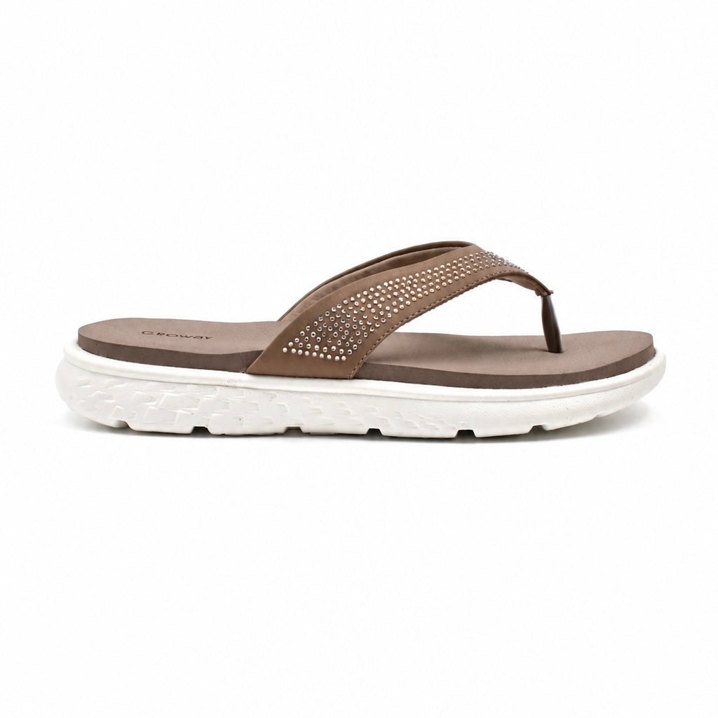 Beige Studded Comfort Slippers Indifeet x Groway