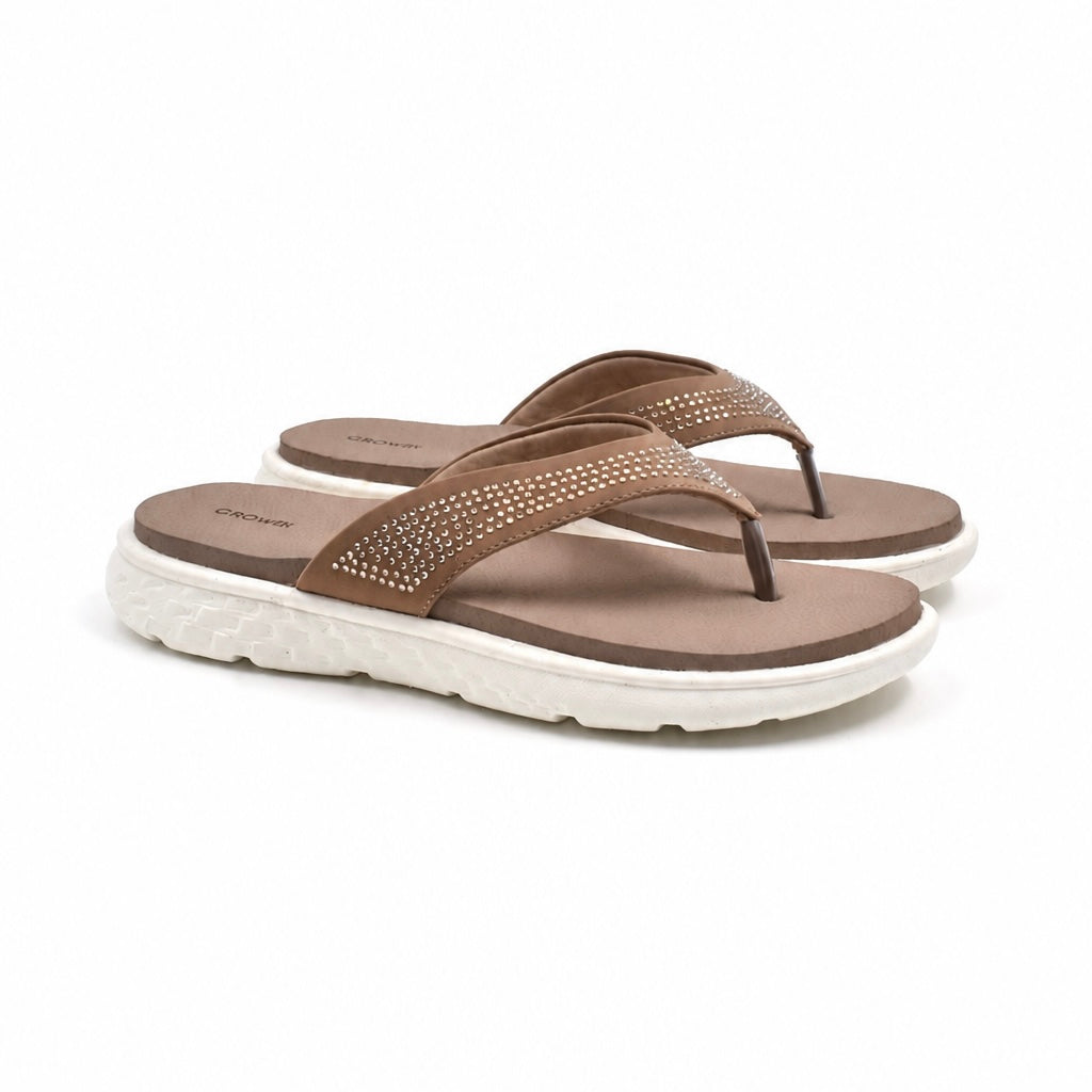 Beige Studded Comfort Slippers Indifeet x Groway
