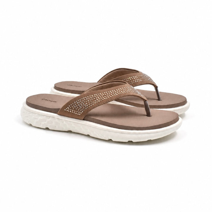 Beige Studded Comfort Slippers Indifeet x Groway