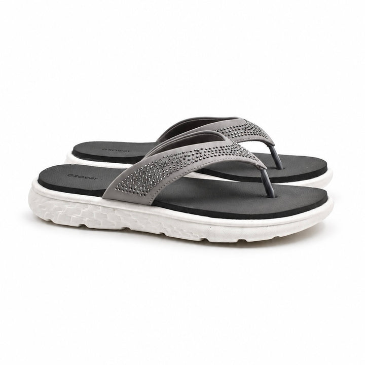 Grey Studded Comfort Slippers Indifeet x Groway