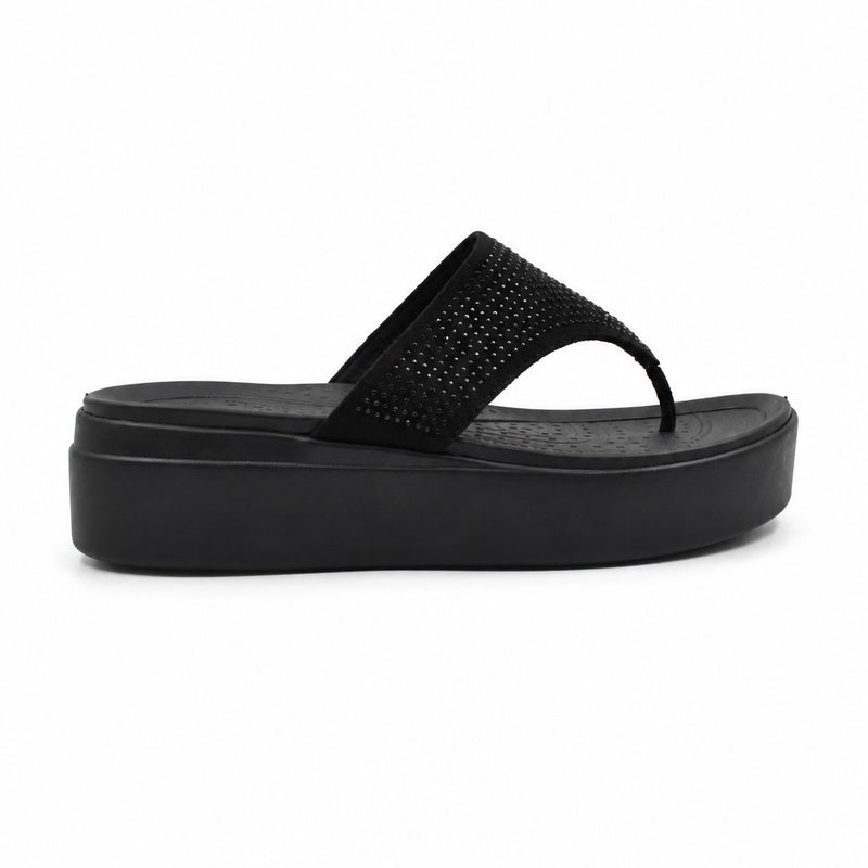 Black Platform Wedge Flip Flop Sandals Indifeet x Groway