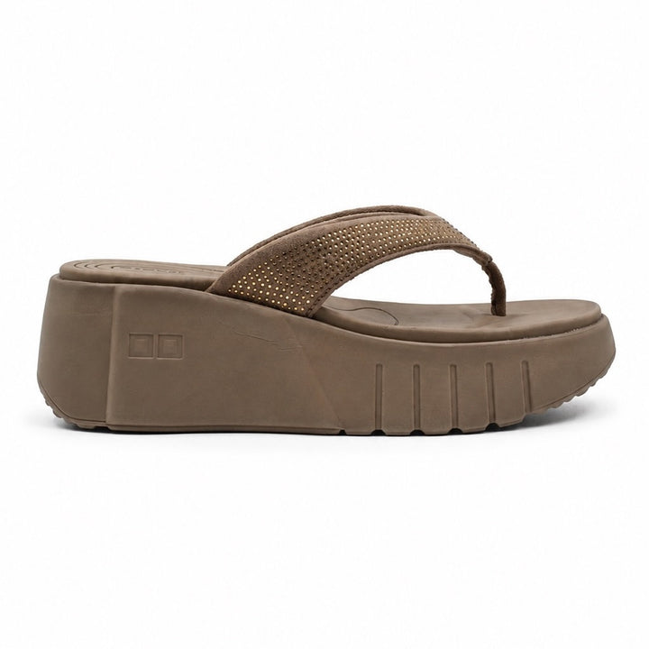 Brown Platform Wedge Flip Flop Sandals Indifeet x Groway
