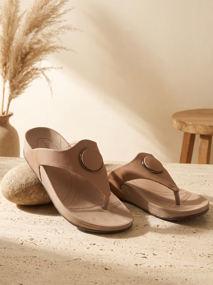 Brown Women Wedge Heel Sandals Indifeet x Groway