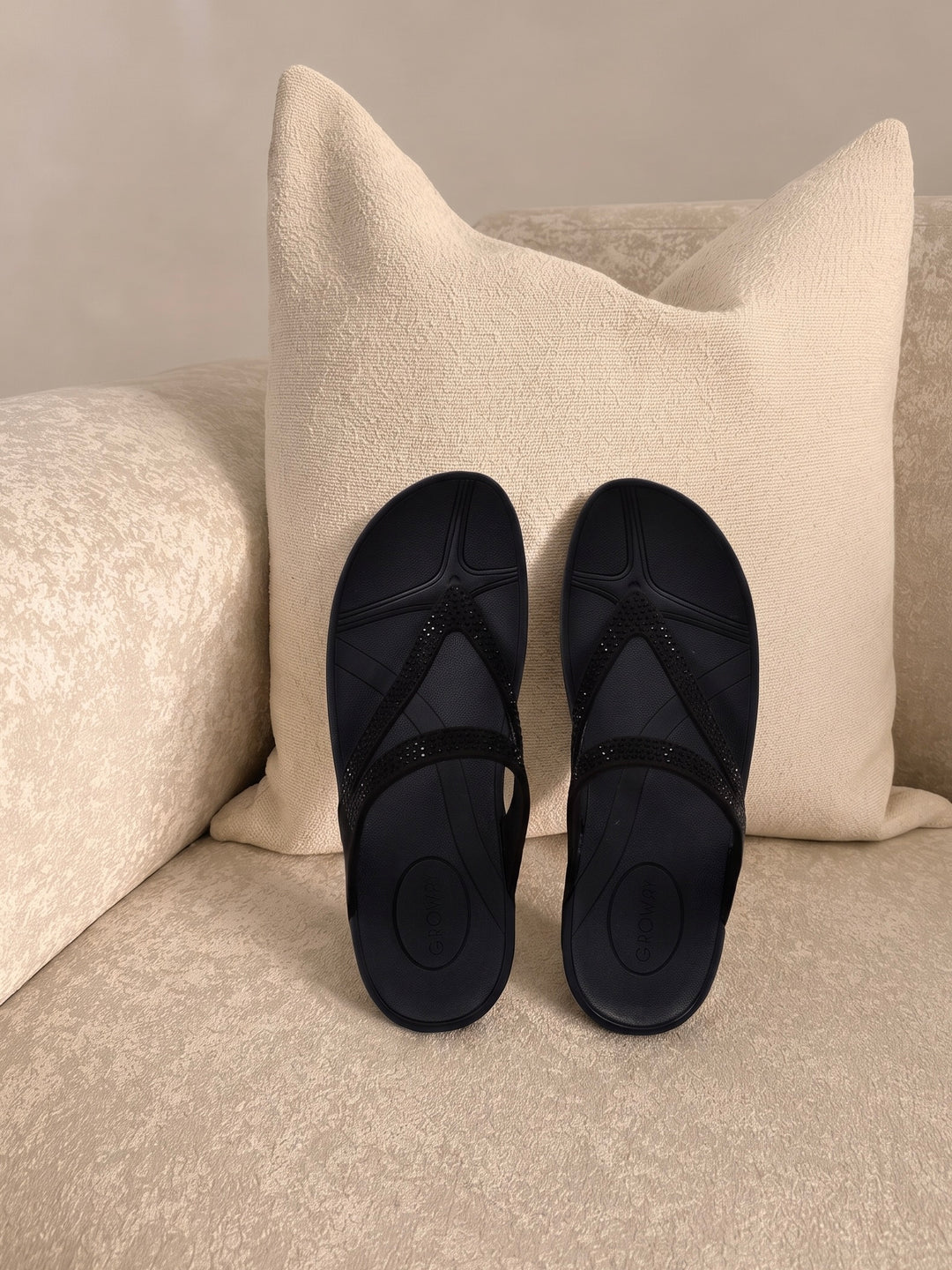 Black Women Wedge Heel Sandals Indifeet x Groway