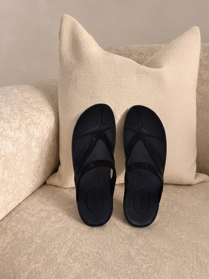Black Women Wedge Heel Sandals Indifeet x Groway