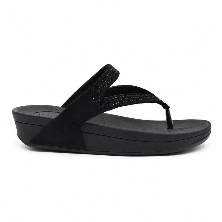 Black Women Wedge Heel Sandals Indifeet x Groway